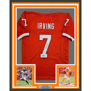 Framed Autographed/Signed Bucky Irving 35x39 Tampa Bay Orange Creamsicle Retro Throwback Football Jersey Beckett BAS COA