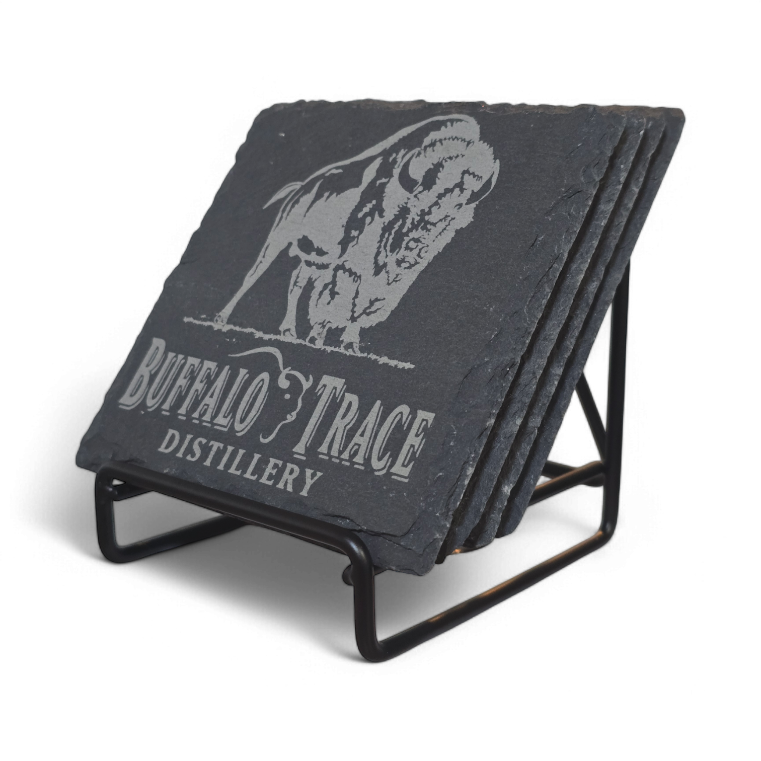 Buffalo Trace Coaster Set of 5 Slate or 4 Wood & Metal