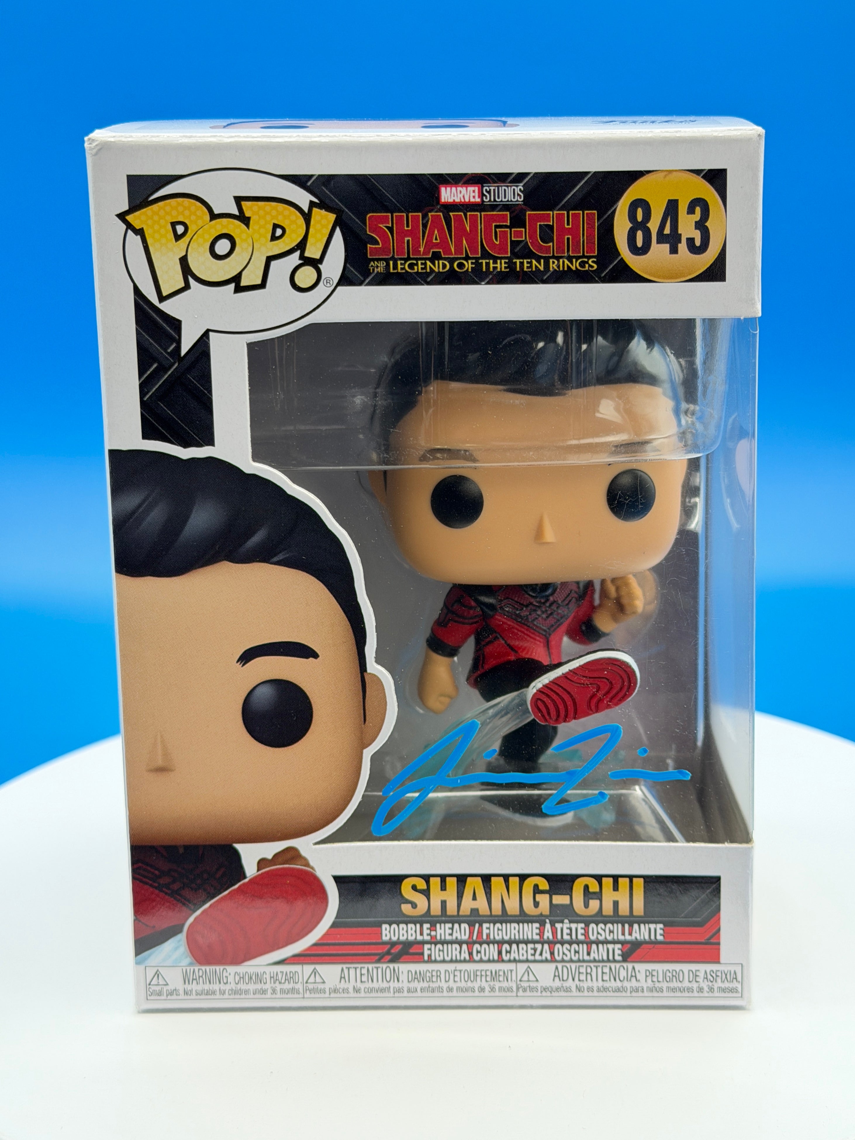 SIGNED by Simu Liu Shang-Chi #843 Funko Pop Vinyl Figure Marvel Shang-Chi and the Legend of the Ten Rings