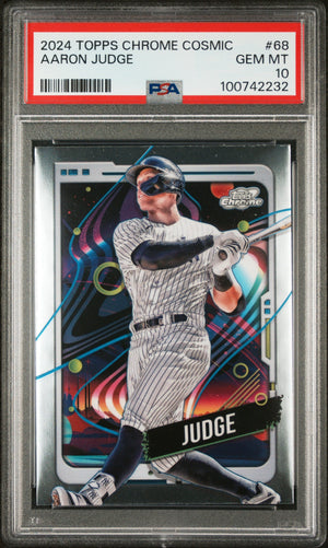 Graded 2024 Topps Chrome Cosmic Aaron Judge #68 Baseball Card PSA 10 Gem Mint