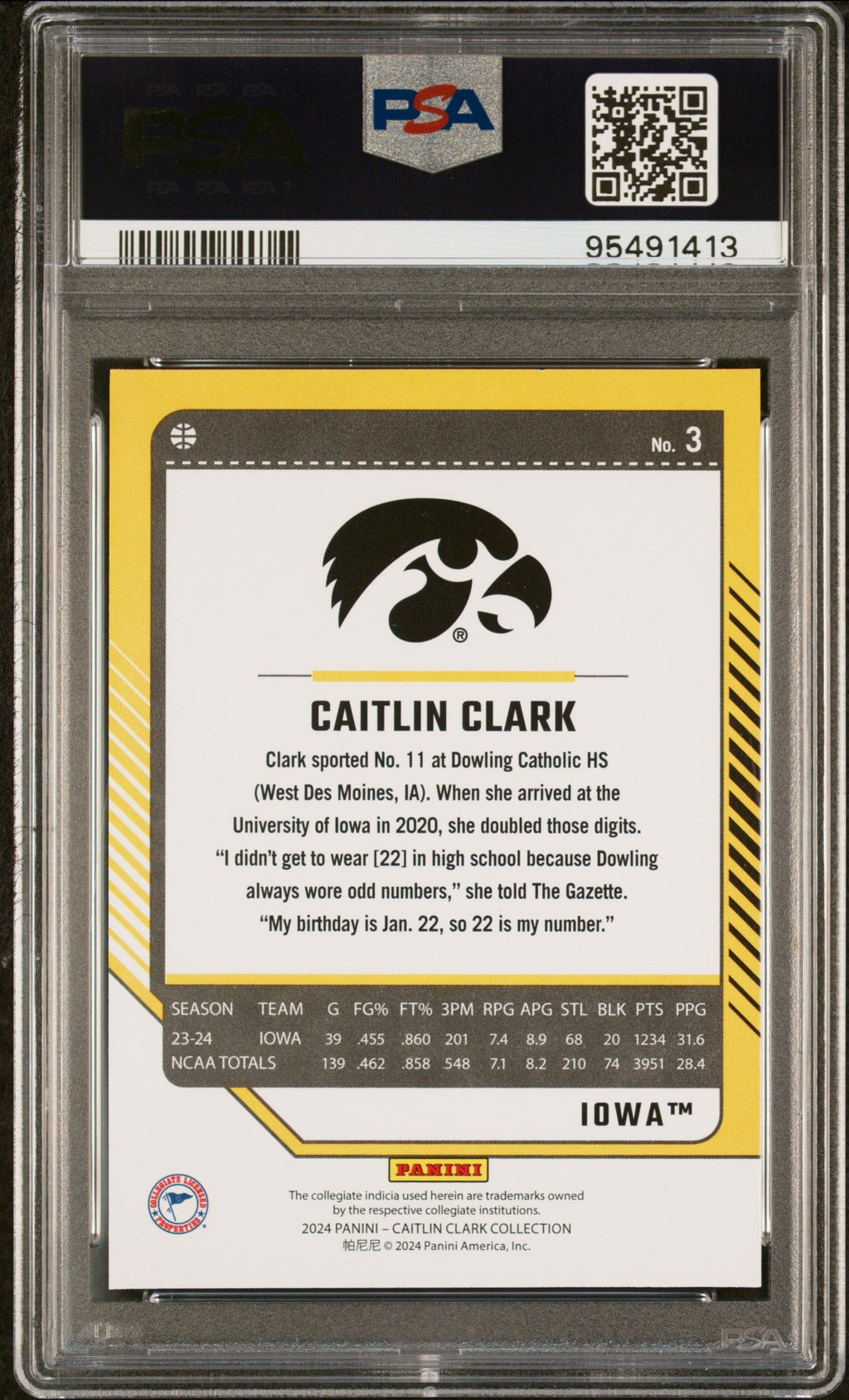 Graded 2024 Panini Caitlin Clark Collection Caitlin Clark #3 Donruss Rookie RC Basketball Card PSA 10 Gem Mint