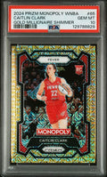 Graded 2024 Panini Prizm Monopoly WNBA Caitlin Clark #65 /500 Gold Millionaire Shimmer Rookie RC Basketball Card PSA 10 Gem Mint