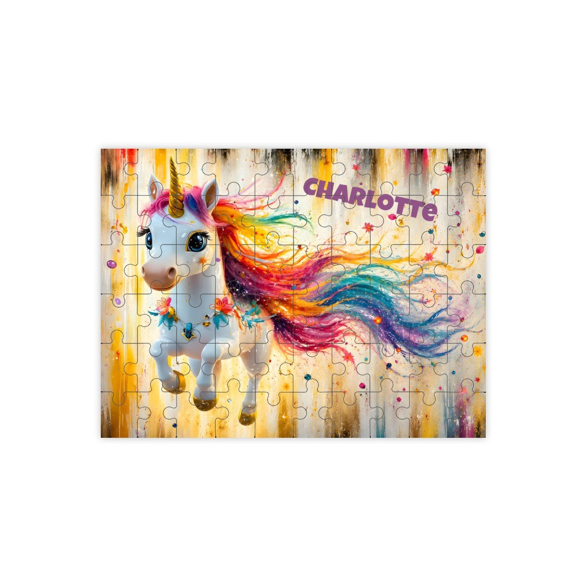 Personalized Rainbow Unicorn Wooden Puzzle | 60 Pieces | 15x20cm