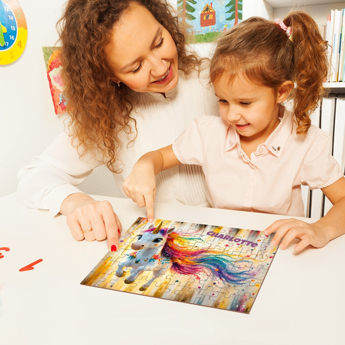 Personalized Rainbow Unicorn Wooden Puzzle | 60 Pieces | 15x20cm