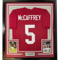 Framed Autographed/Signed Christian McCaffrey 35x39 Stanford Red College Football Jersey JSA COA