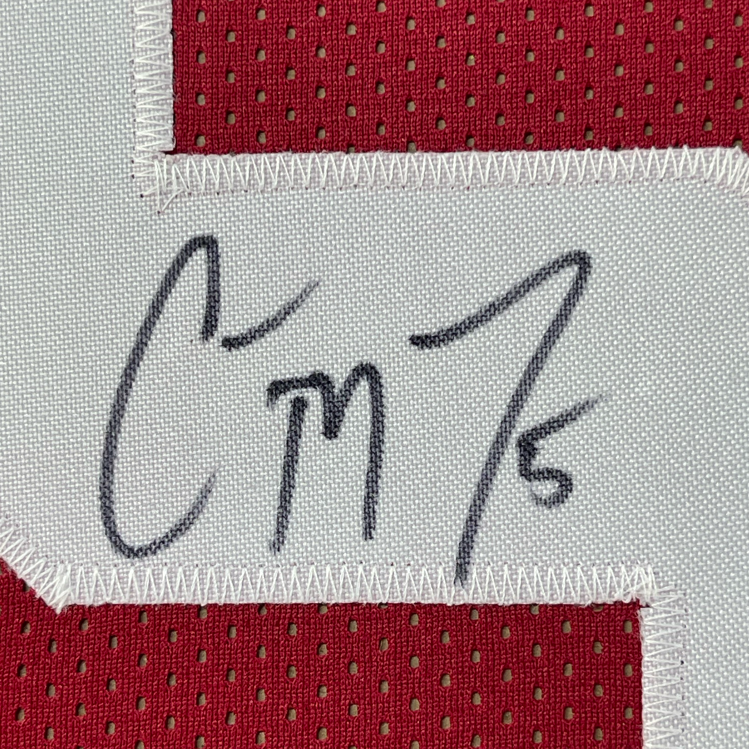 Framed Autographed/Signed Christian McCaffrey 35x39 Stanford Red College Football Jersey JSA COA