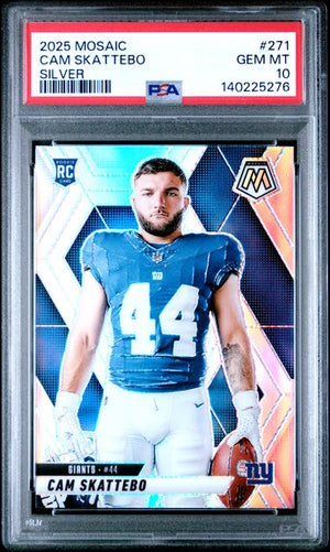 Graded 2025 Panini Mosaic Cam Skattebo #271 Silver Rookie RC Football Card PSA 10 Gem Mint