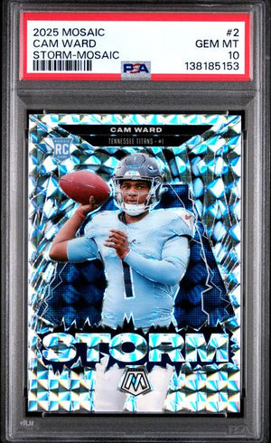 Graded 2025 Panini Mosaic Cam Ward #2 Storm Mosaic Rookie RC Football Card PSA 10 Gem Mint