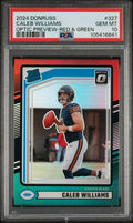 Graded 2024 Panini Donruss Caleb Williams #327 Optic Preview Red & Green Rookie RC Football Card PSA 10 Gem Mint