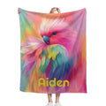 Personalized Rainbow Parrot Name Blanket | Colorful Bird Lover Gift