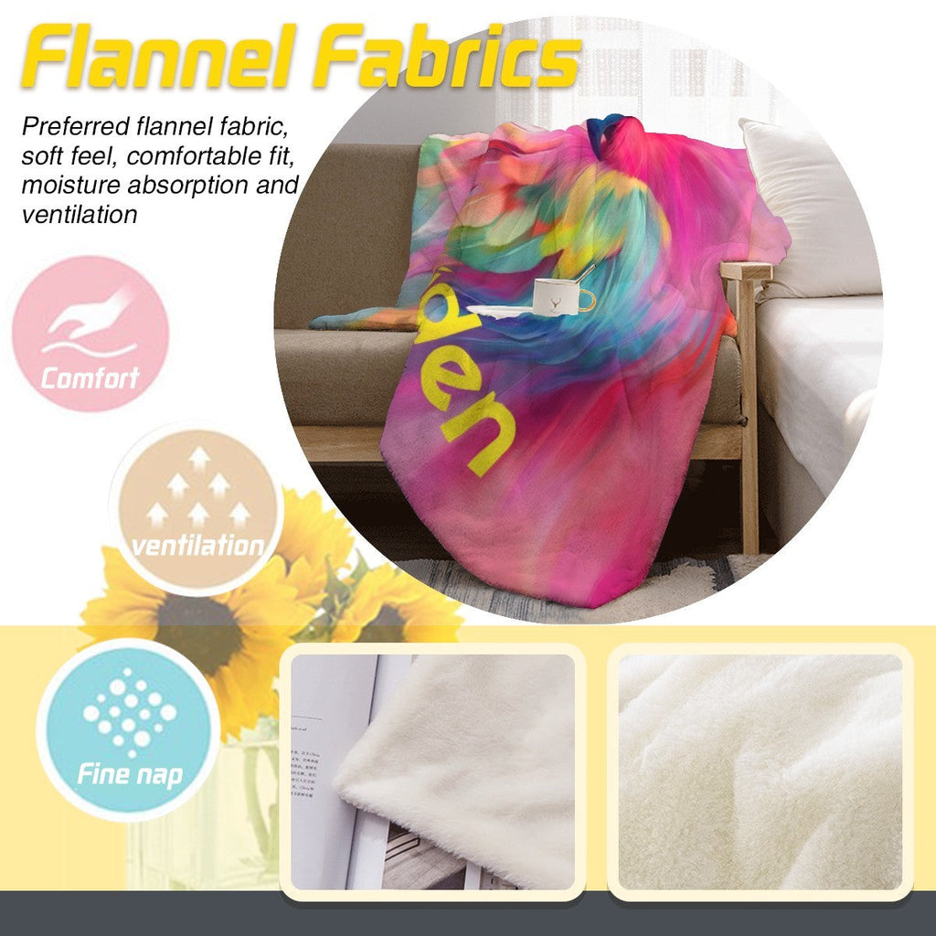 Personalized Rainbow Parrot Name Blanket | Colorful Bird Lover Gift