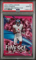 Graded 2024 Topps Chrome Malik Nabers #F6 Finesse Pink Refractor Rookie RC Football Card PSA 10 Gem Mint