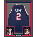 Framed Autographed/Signed Caleb Love 35x39 Arizona Blue College Basketball Jersey Beckett BAS COA