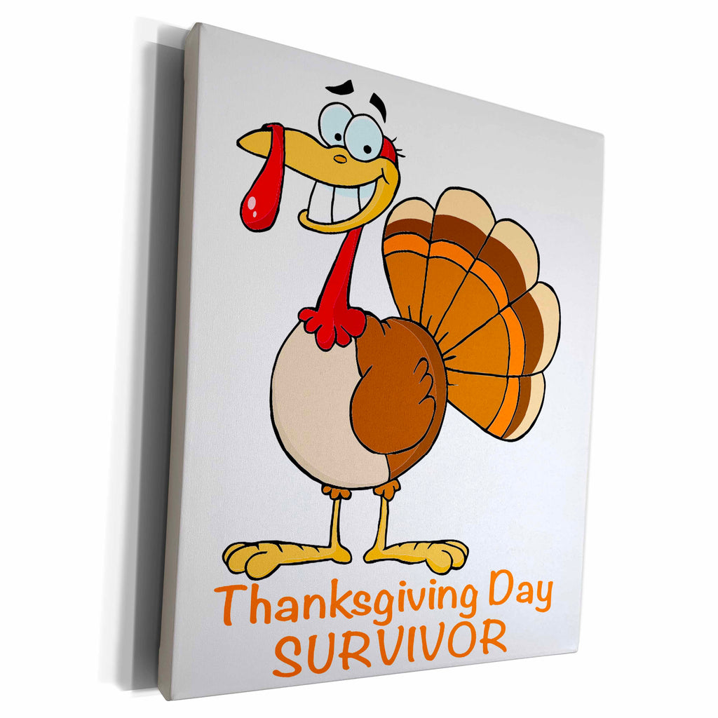 3dRose Funny Thanksgiving Day Survivor Turkey - Museum Grade Canvas Wrap (cw_118709)