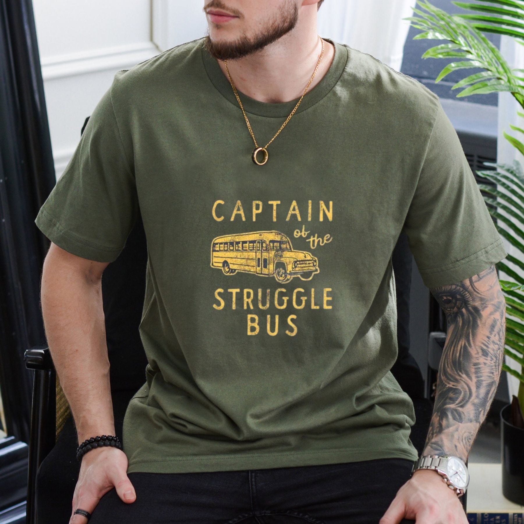 "Captain of the Struggle Bus" Funny T-Shirt – Sarcastic Humor Graphic Tee, Unisex Cotton Shirt
