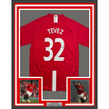 Framed Autographed/Signed Carlos Tevez 35x39 Manchester United Red Soccer Jersey Beckett BAS COA