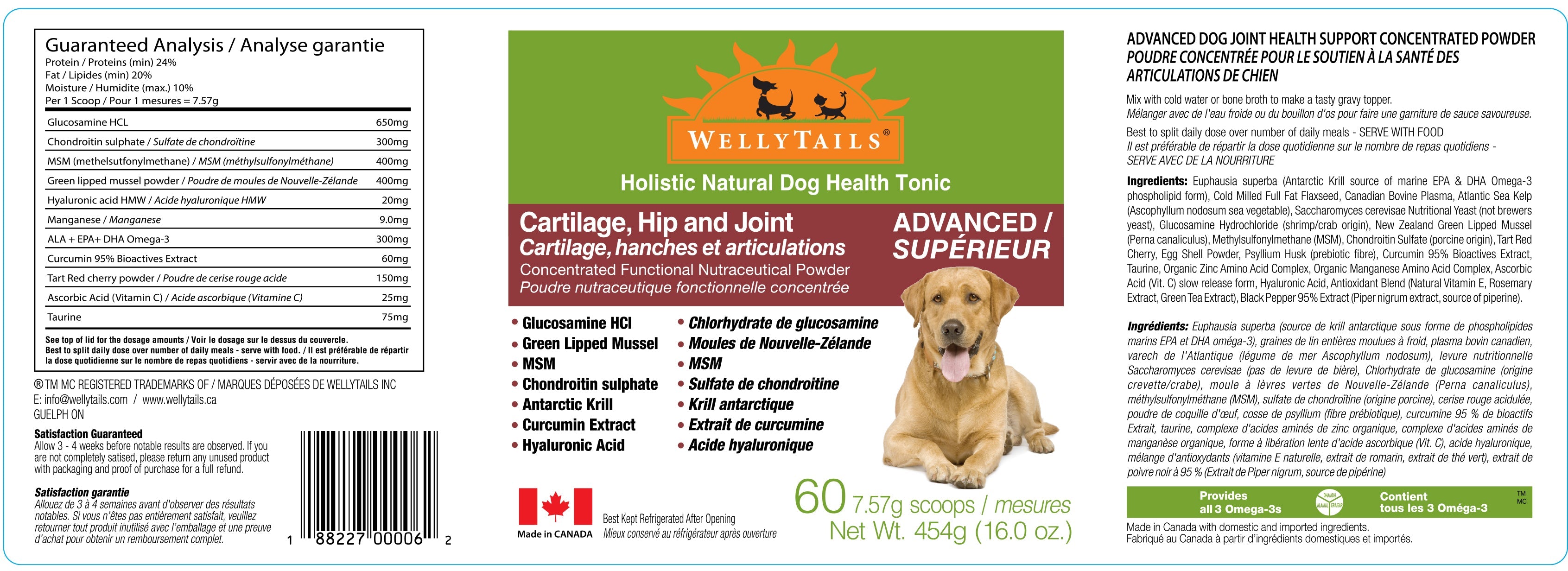 WellyTails Cartilage, Hip & Joint Dog ADVANCED (original Rx formula updated)