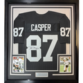 Framed Autographed/Signed Dave Casper 35x39 HOF 02 Oakland Las Vegas Black Football Jersey Beckett BAS COA