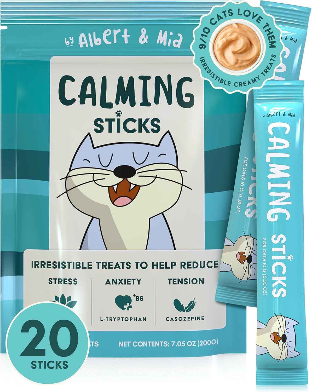 Cat Calming Treats Lickable Anxiety Relief Chicken Vet Recommended 20 Pack