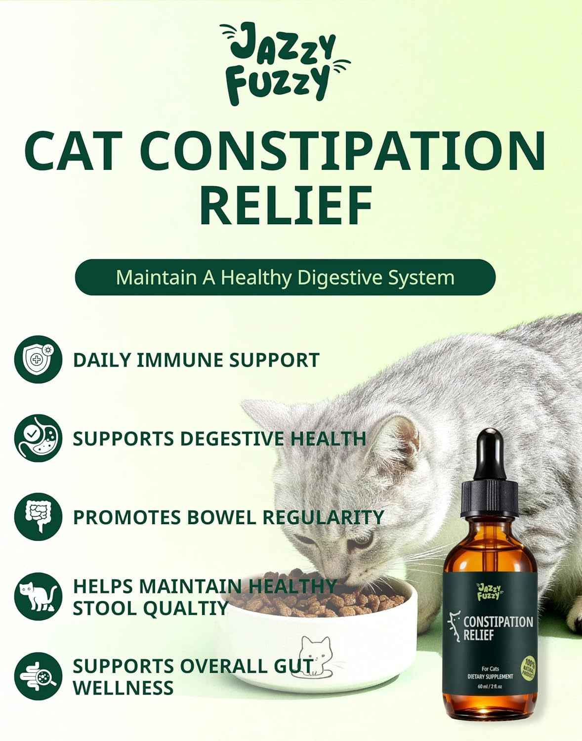 Cat Constipation Relief Drops Natural Digestive Stool Softener 60ml