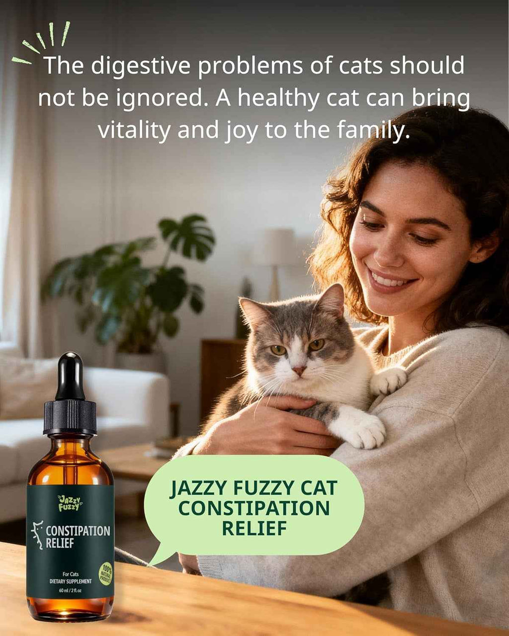 Cat Constipation Relief Drops Natural Digestive Stool Softener 60ml