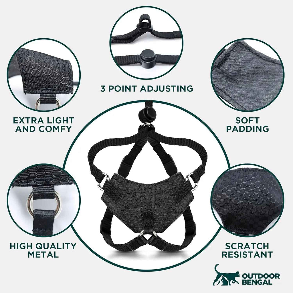 Cat Harness Escape Proof Adjustable Leash Set Reflective Walking Vest