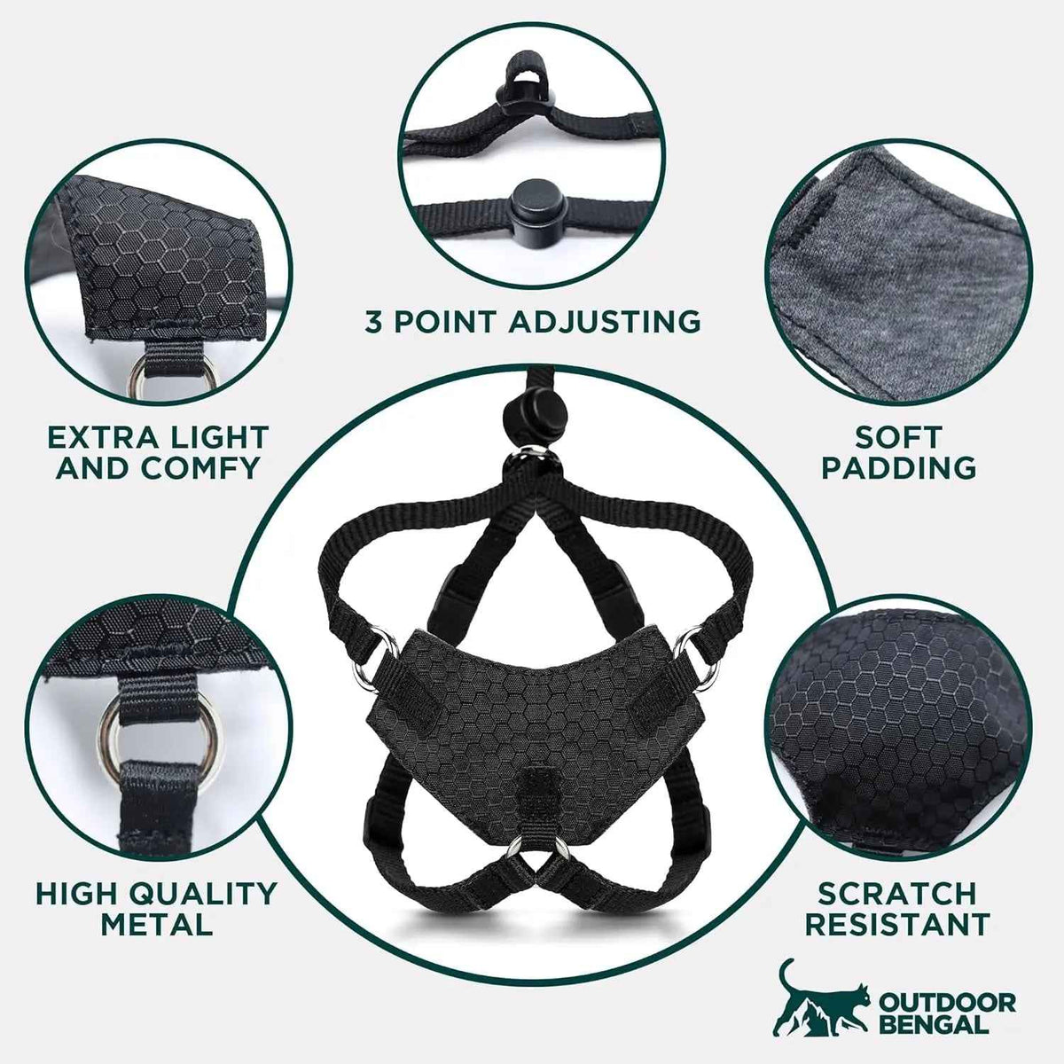 Cat Harness Escape Proof Adjustable Leash Set Reflective Walking Vest