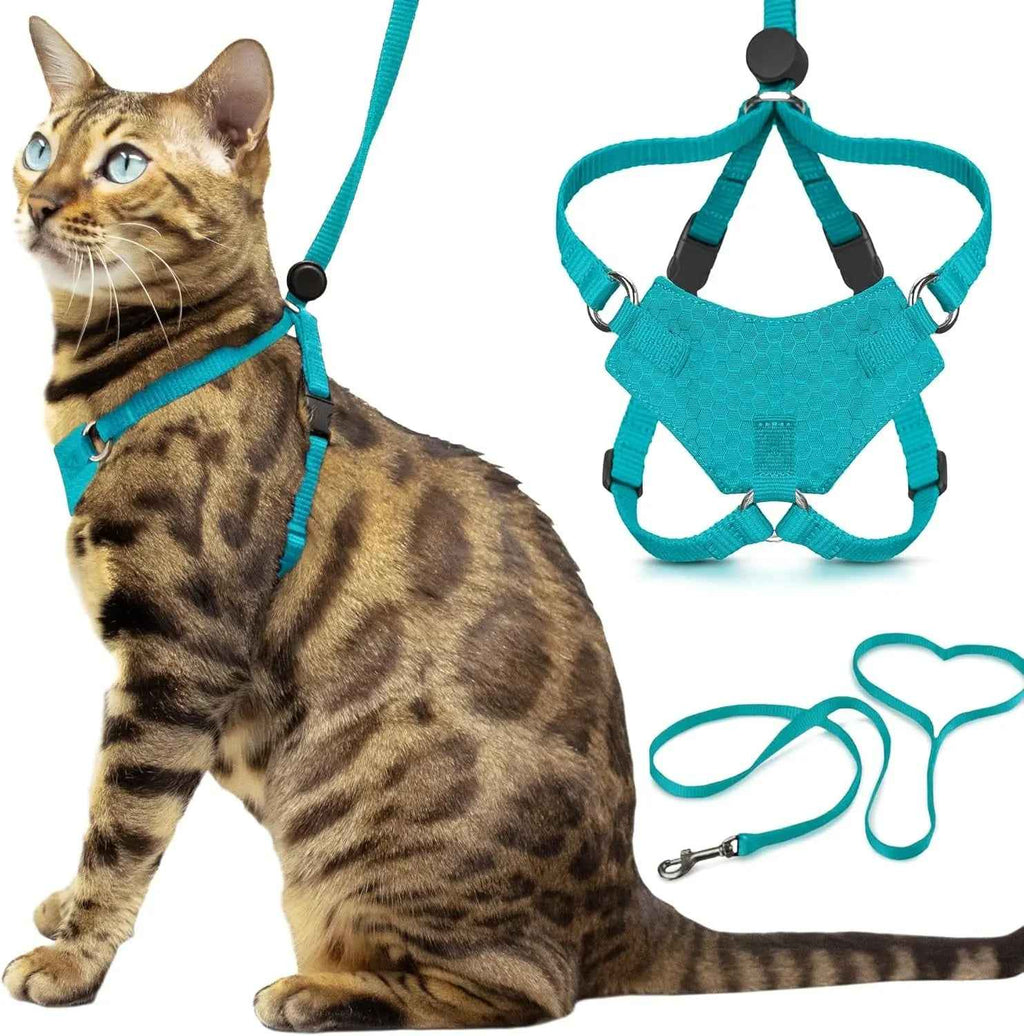 Cat Harness Escape Proof Adjustable Leash Set Reflective Walking Vest