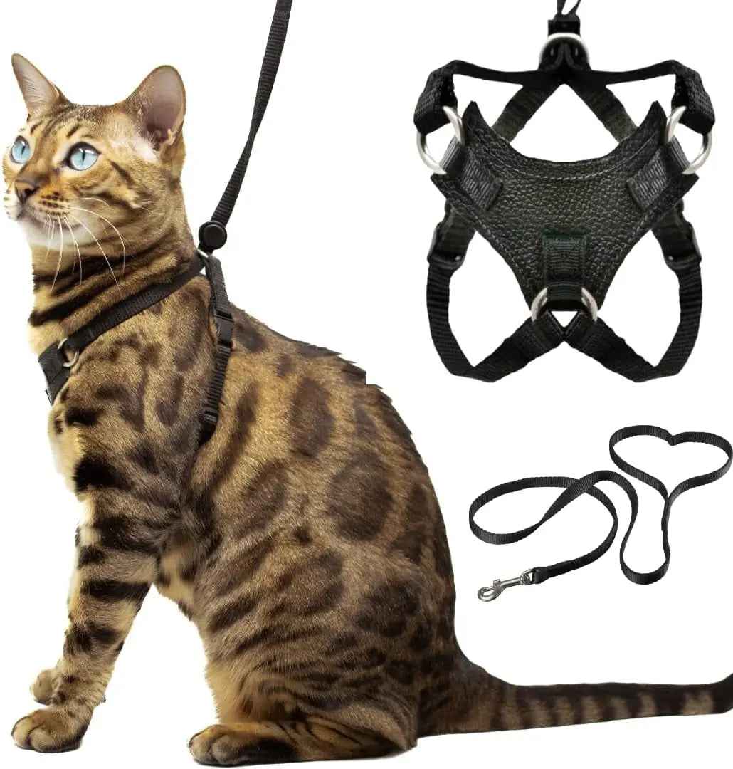 Cat Harness Escape Proof Adjustable Leash Set Reflective Walking Vest