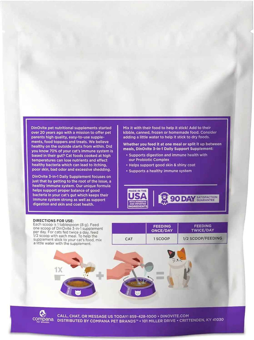 Cat Multivitamin Supplement with Probiotics, Omega 3 & Skin + Coat Support