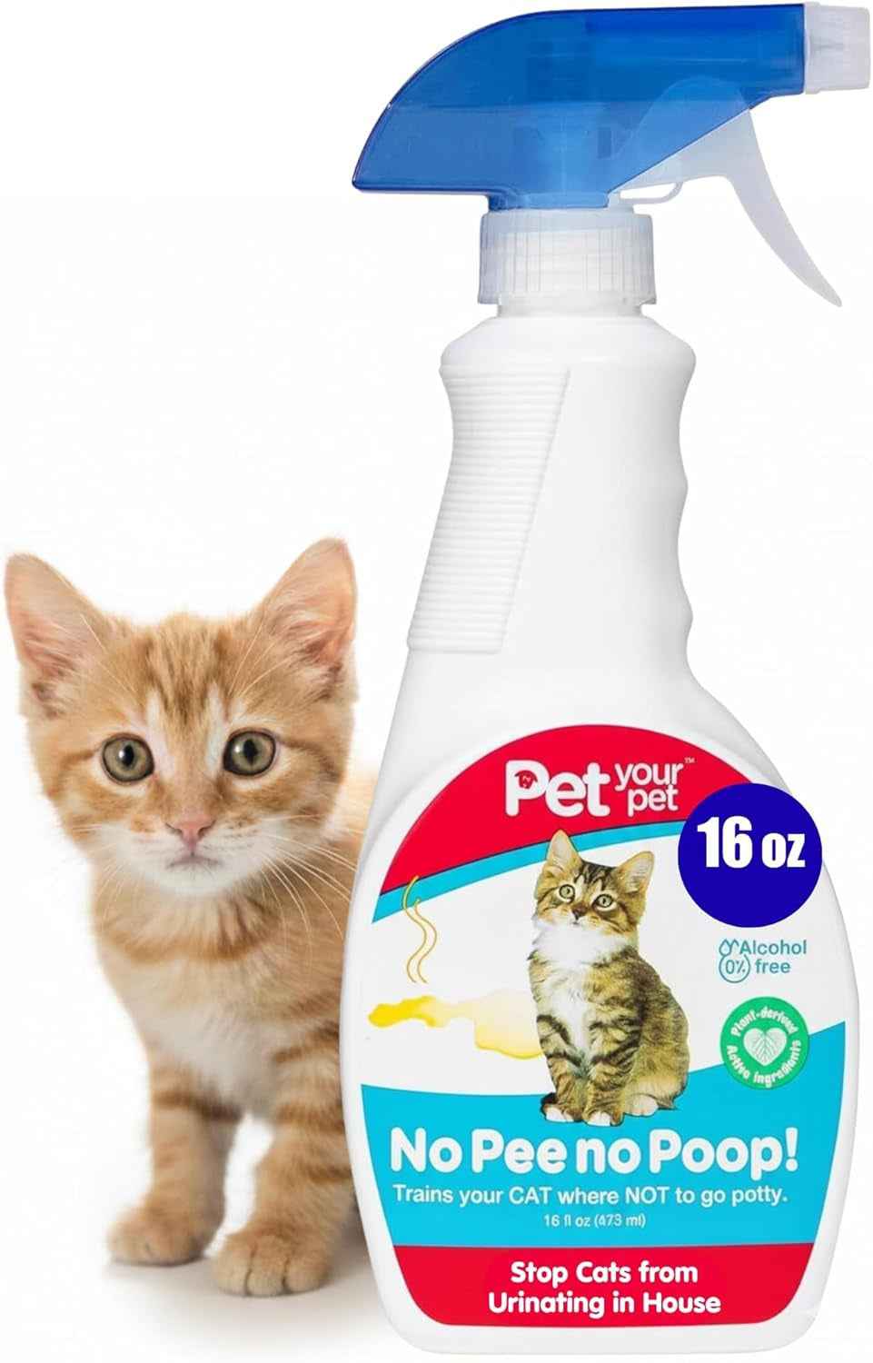 Cat Potty Training Spray – No Pee No Poop Natural Deterrent, 16oz