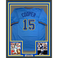 Framed Autographed/Signed Cecil Cooper 35x39 Milwaukee Blue Baseball Jersey Beckett BAS COA