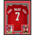 Framed Autographed/Signed Charvarius Ward 35x39 San Francisco Red Football Jersey Beckett BAS COA