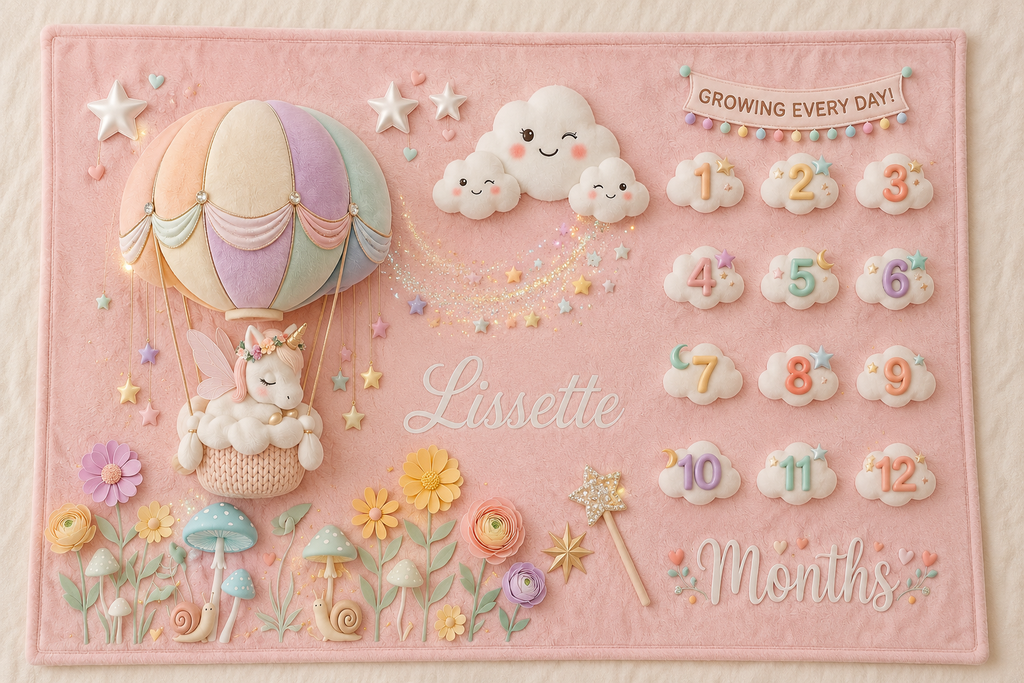 Personalized Baby Milestone Unicorn Blanket | Monthly Photo Keepsake