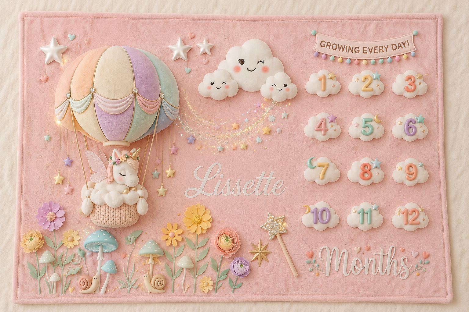 Personalized Baby Milestone Unicorn Blanket | Monthly Photo Keepsake