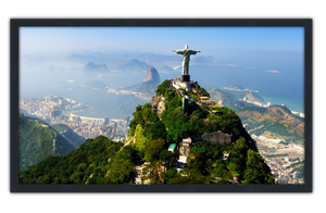 Professionally Framed Christ The Redeemer Statue Rio De Janeiro Skyline High-Resolution Panoramic Photo 12x22 Wall Art