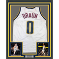 Framed Autographed/Signed Christian Braun 35x39 Denver White Basketball Jersey Beckett BAS COA