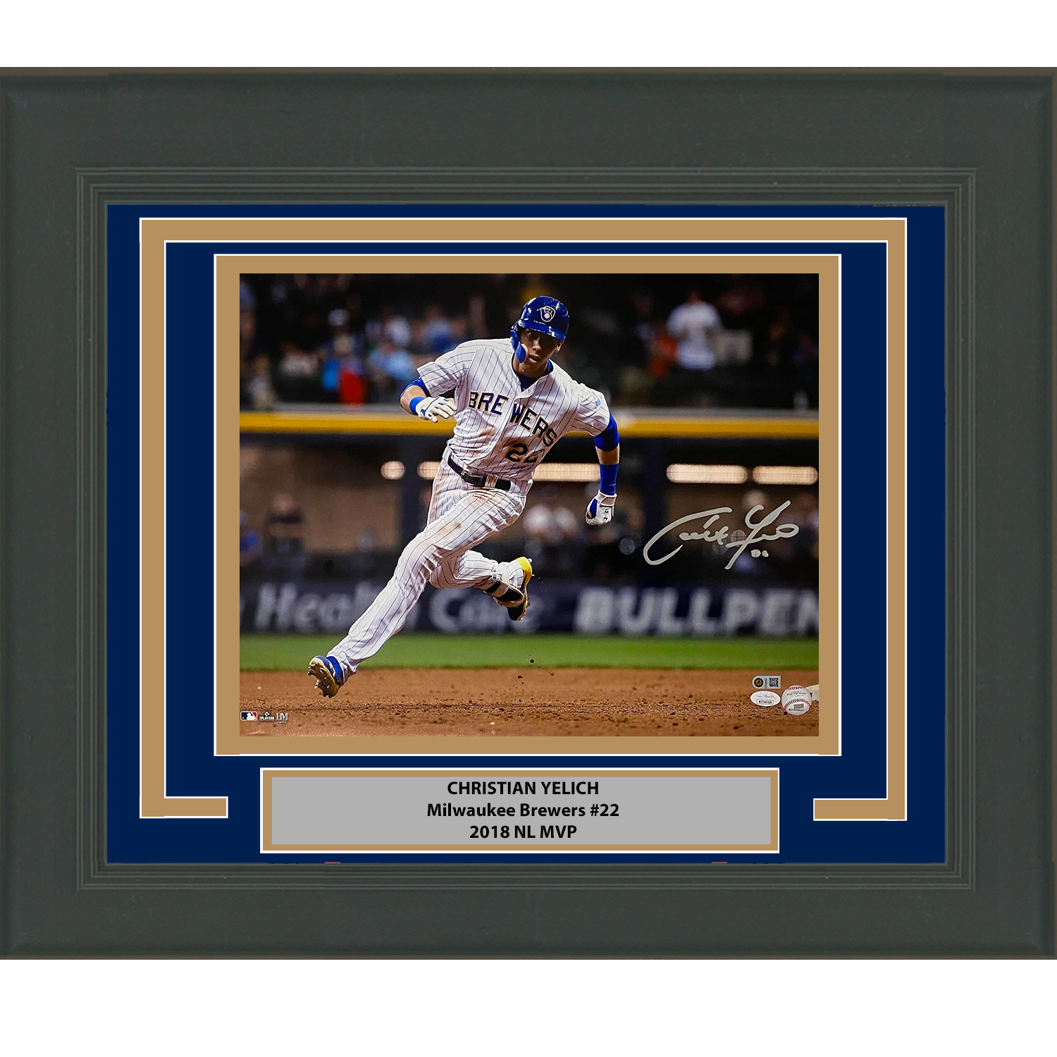 Framed Autographed/Signed Christian Yelich Milwaukee Brewers 16x20 Baseball Photo JSA COA