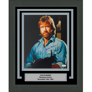 Framed Autographed/Signed Chuck Norris Missing in Action 11x14 Movie Photo JSA COA #7