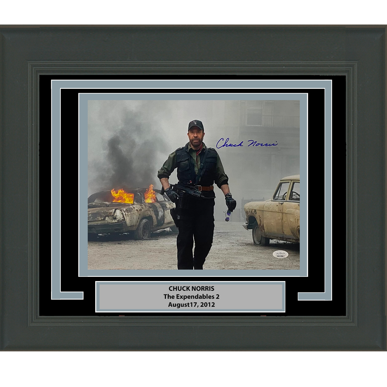 Framed Autographed/Signed Chuck Norris The Expendables 2 11x14 Movie Photo JSA COA #1