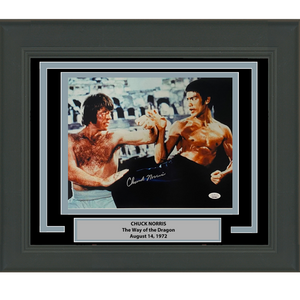 Framed Autographed/Signed Chuck Norris vs. Bruce Lee The Way of the Dragon 11x14 Movie Photo JSA COA #4