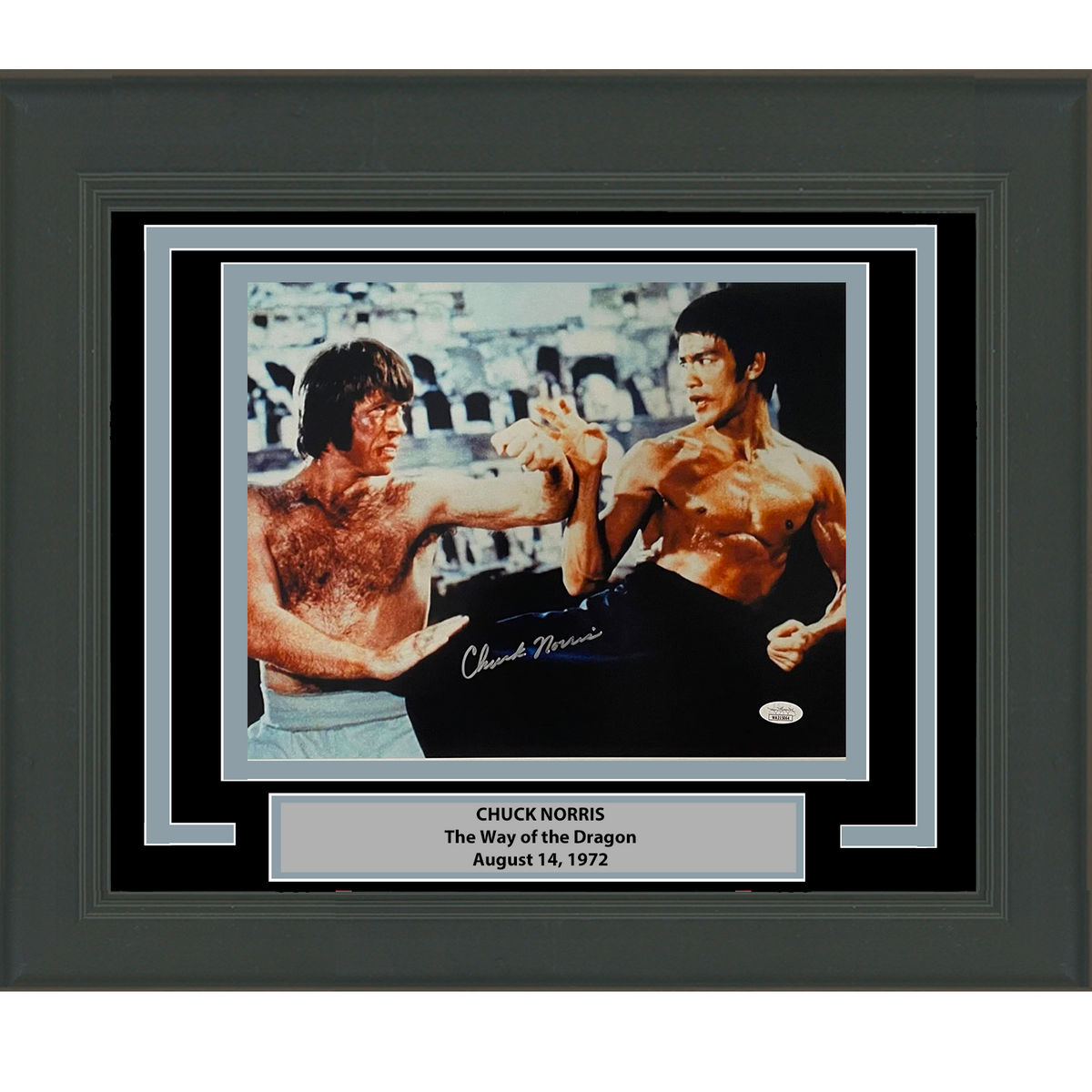 Framed Autographed/Signed Chuck Norris vs. Bruce Lee The Way of the Dragon 11x14 Movie Photo JSA COA #4