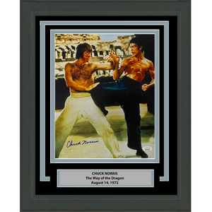 Framed Autographed/Signed Chuck Norris vs. Bruce Lee The Way of the Dragon 11x14 Movie Photo JSA COA #3