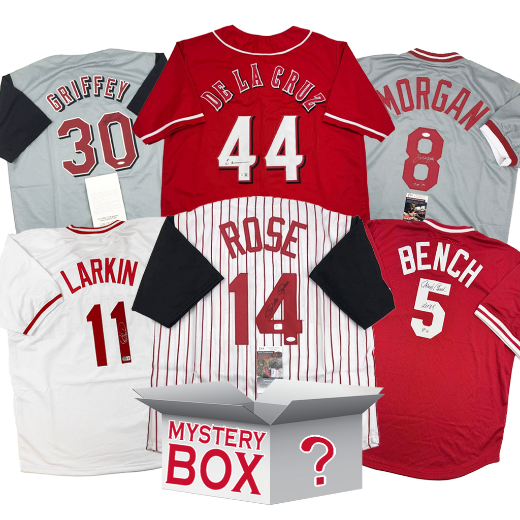 Autographed/Signed Cincinnati Baseball Jersey Mystery Box with PSA JSA or Beckett COA