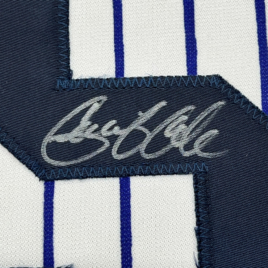 Framed Autographed/Signed Gerrit Cole 35x39 New York Pinstripe Baseball Jersey JSA COA