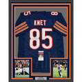 Framed Autographed/Signed Cole Kmet 35x39 Chicago Blue Football Jersey JSA COA