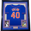 Framed Autographed/Signed Bartolo Colon 35x39 New York Blue Baseball Jersey Beckett BAS COA