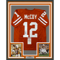 Framed Autographed/Signed Colt McCoy 35x39 Texas Longhorns Orange College Football Jersey JSA COA