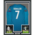 Framed Autographed/Signed Cristiano Ronaldo 35x39 Real Madrid Blue Soccer Jersey Beckett BAS COA