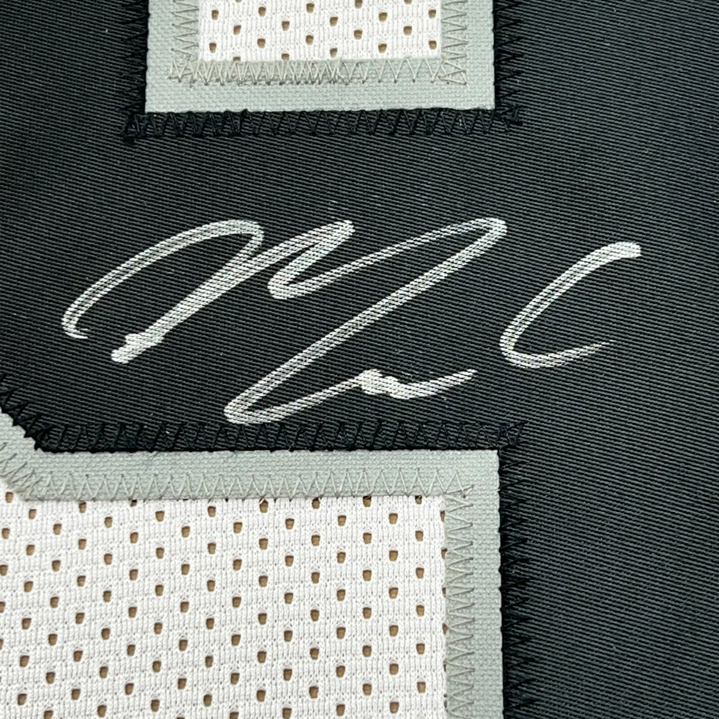 Framed Autographed/Signed Maxx Crosby 35x39 Las Vegas Oakland White Football Jersey Beckett BAS COA